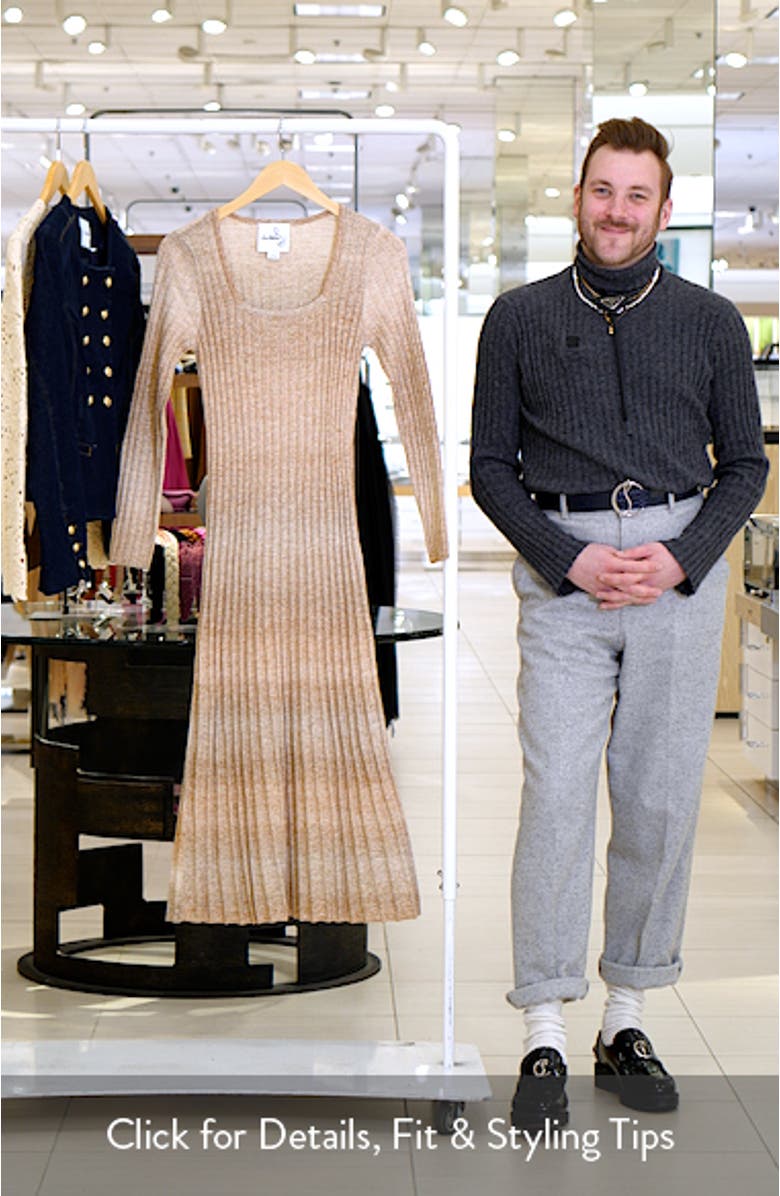 Darya Ombré Rib Long Sleeve Cotton Blend Midi Sweater Dress, sales video thumbnail