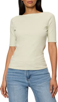 Sanctuary Boat Neck Rib Top
