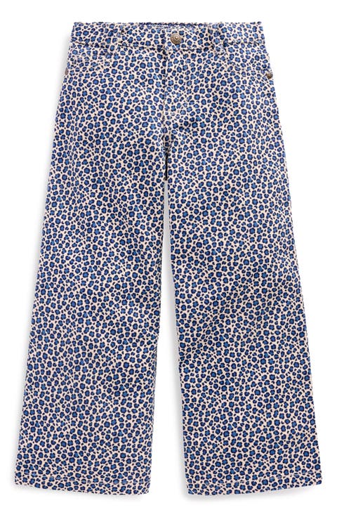 Kids' Leopard Print Wide Leg Jeans