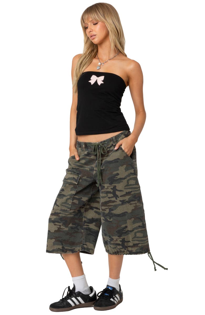 Camo Low Rise Cargo Bermuda Shorts