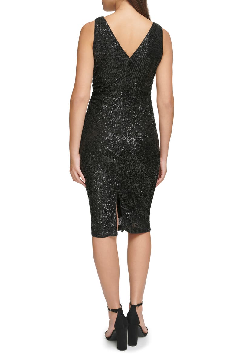 Cowl Neck Sequin Dress, Alternate, color, BLACK