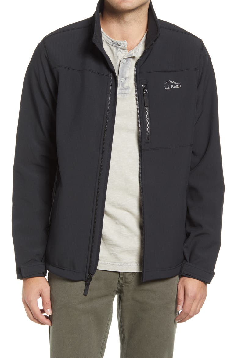 Windproof Softshell Jacket, Main, color, BLACK