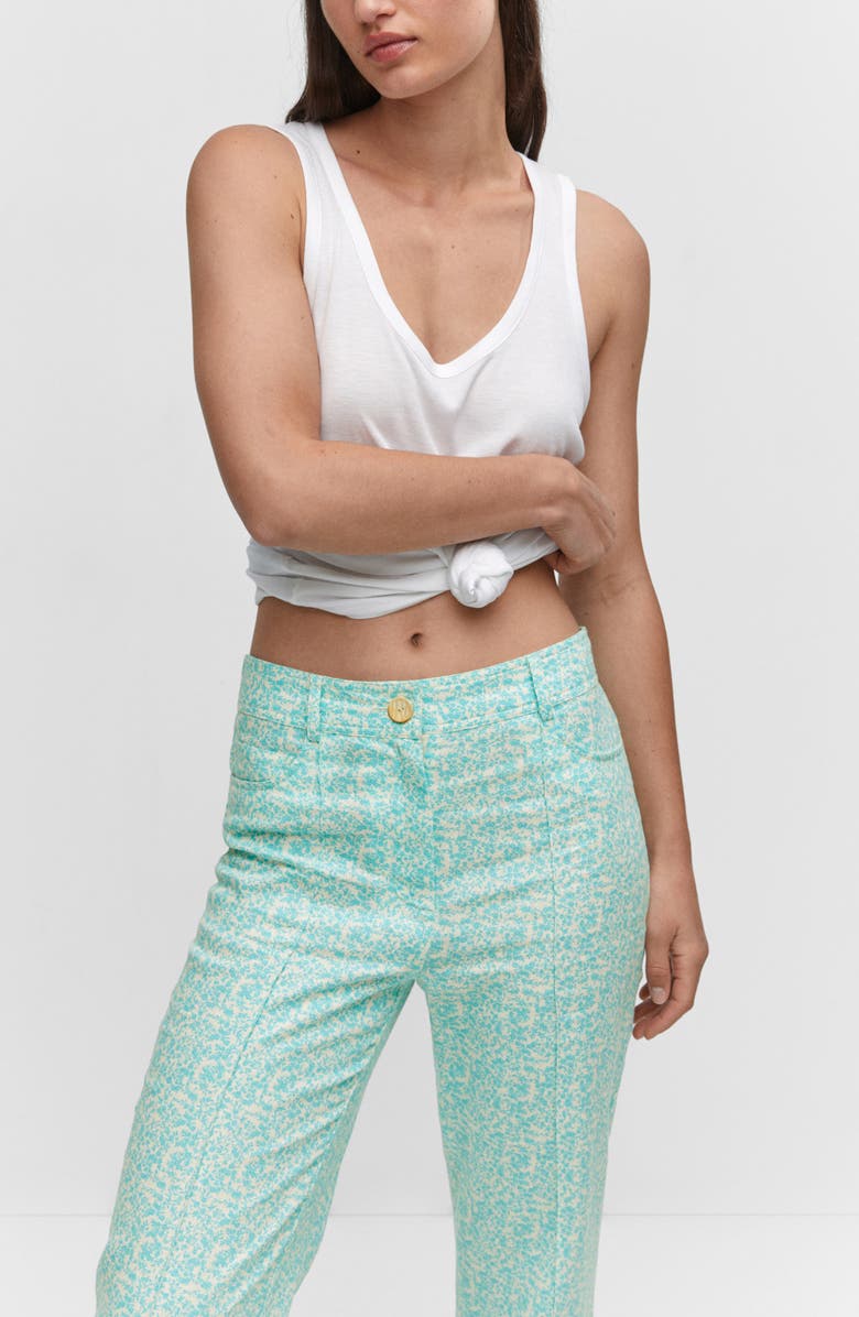 MANGO Floral Linen Blend Flare Pants, Alternate, color, 