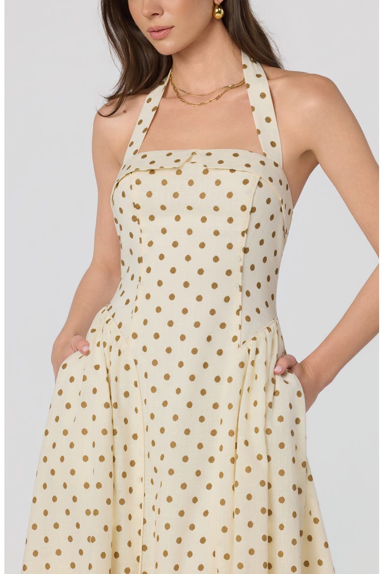 Marianna Halter Midi Dress, Alternate, color, CREAM POLKA DOT