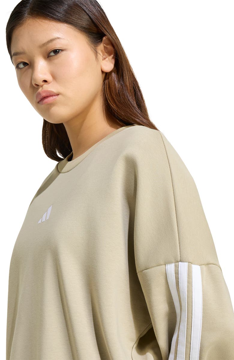 adidas 3-Stripes French Terry Crewneck Sweatshirt, Alternate, color, Wonder Cargo/ White