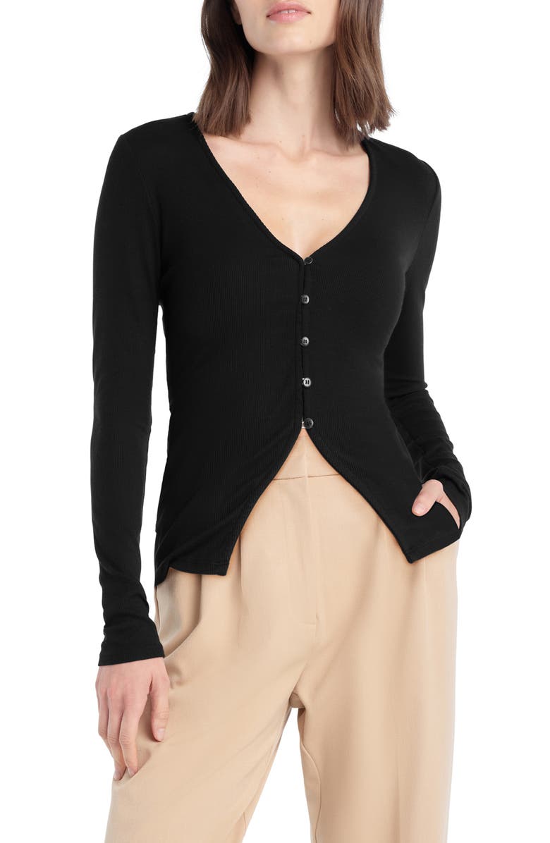 Favorite Daughter The Good Luck Long Sleeve Rib Top, Main, color, Black