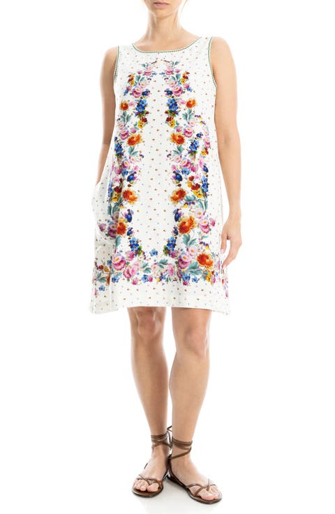 Floral Linen Blend Shift Dress