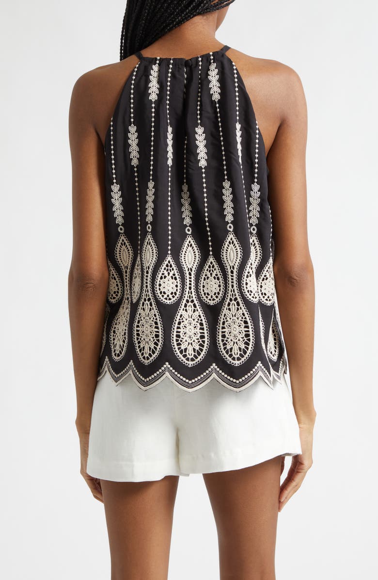 Ramy Brook Selina Embroidered Top, Alternate, color, Black Lace