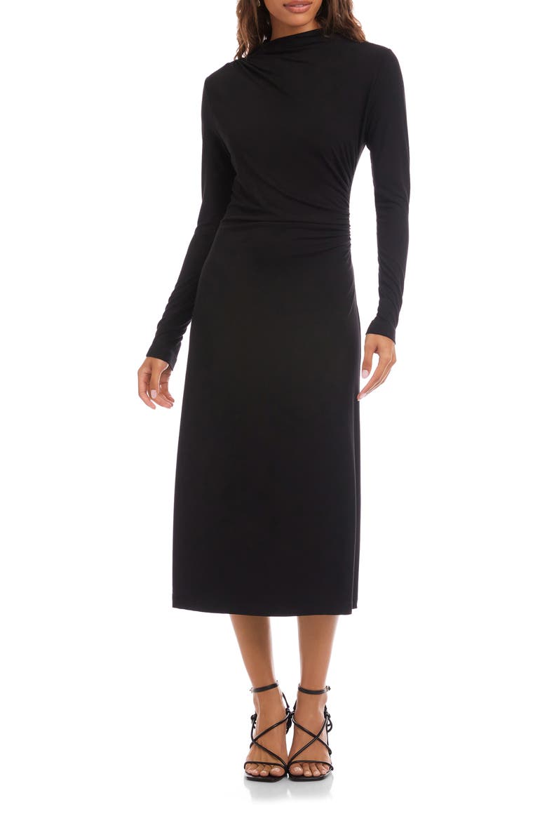 Elise Long Sleeve Jersey Dress, Main, color, BLACK