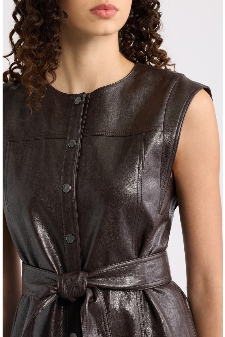 Brenda Faux Leather Shirtdress, Alternate, color, DARK BROWN