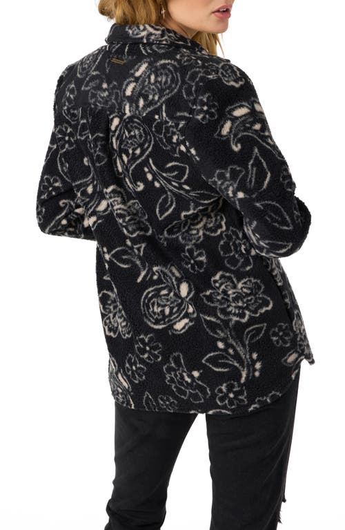 O'neill Zuma Print High Pile Fleece Shirt Jacket In Black