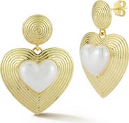 CHLOE AND MADISON Faux Pearl Heart Drop Earrings