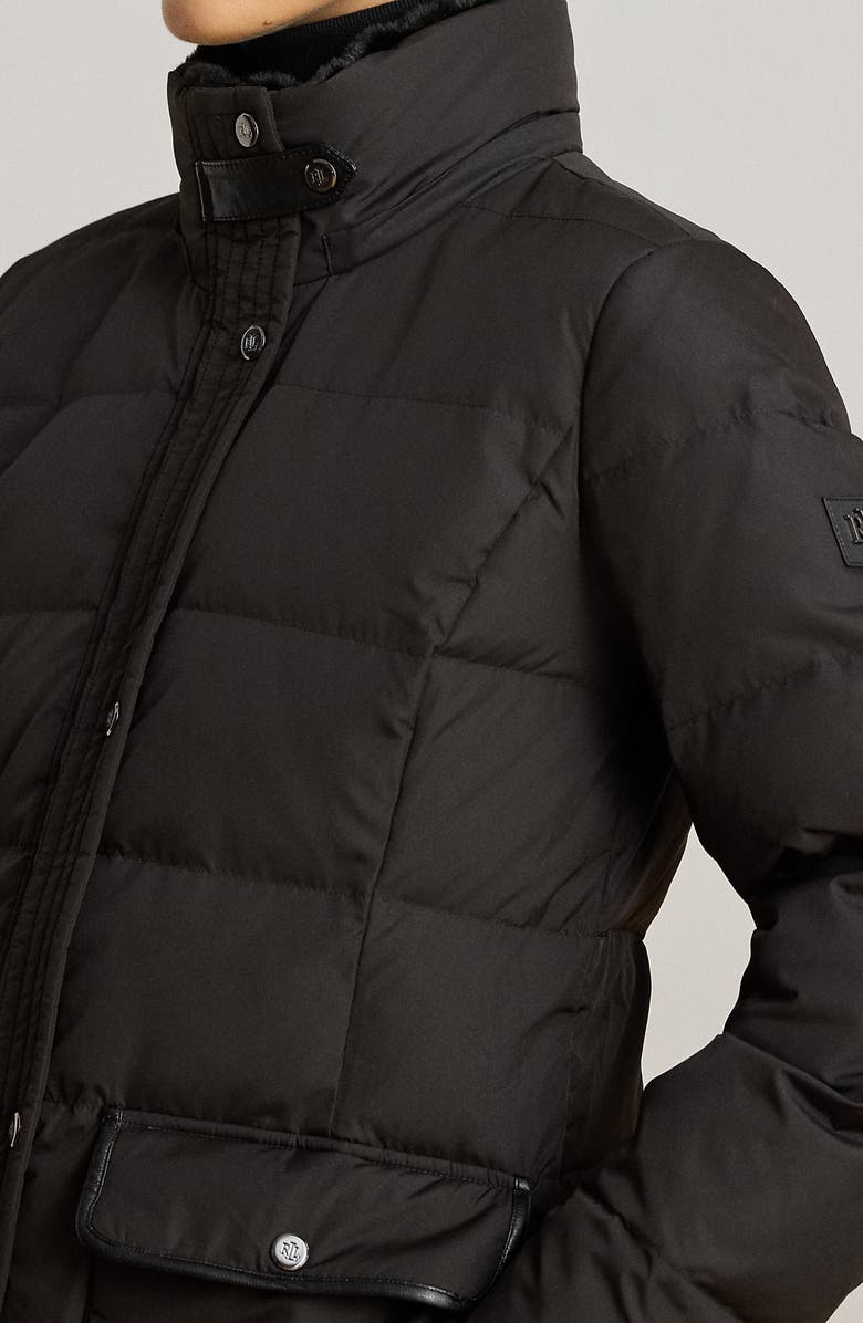 Lauren Ralph Lauren Quilted Down Longline Coat, Alternate, color, Black