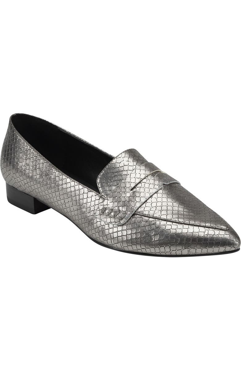 Marc Fisher Feud Pointed Toe Embossed Loafer, Main, color,