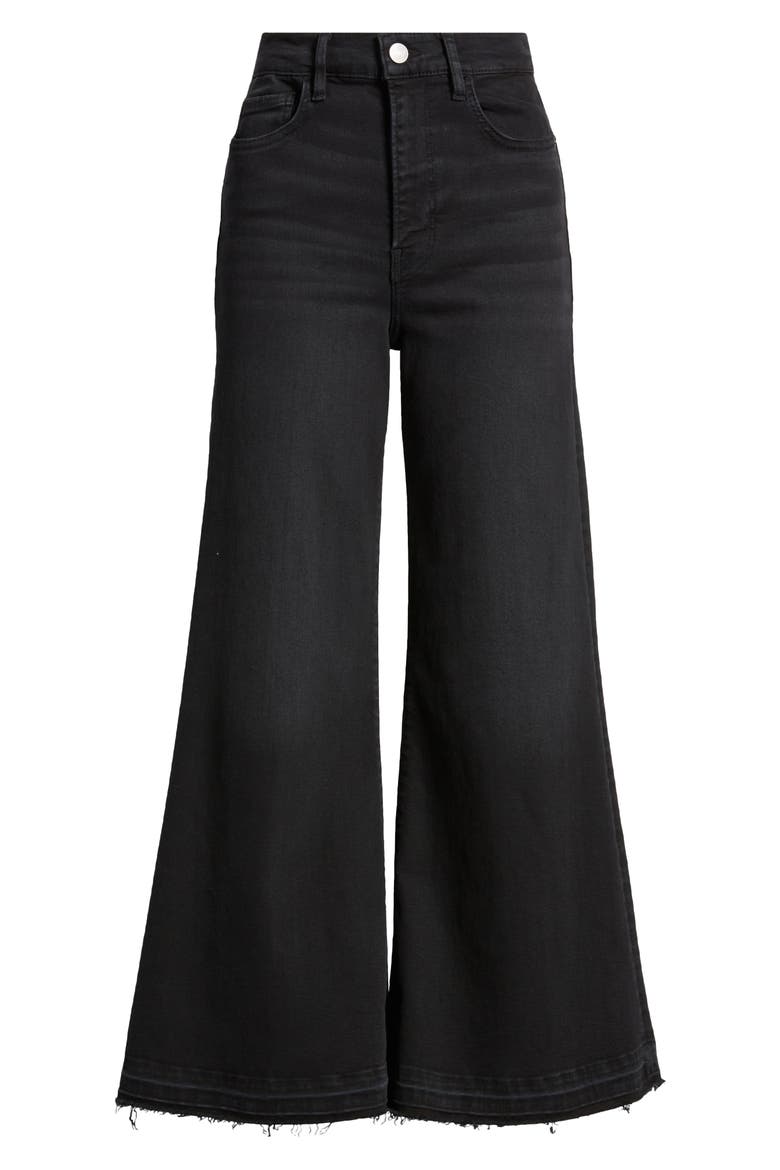 Le Palazzo Raw Hem Crop Wide Leg Jeans, Alternate, color, BLACKTHORN