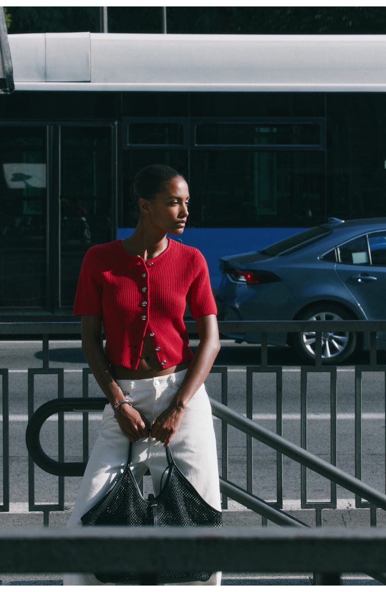 H&M Rib-knit Cardigan, Alternate, color, Red