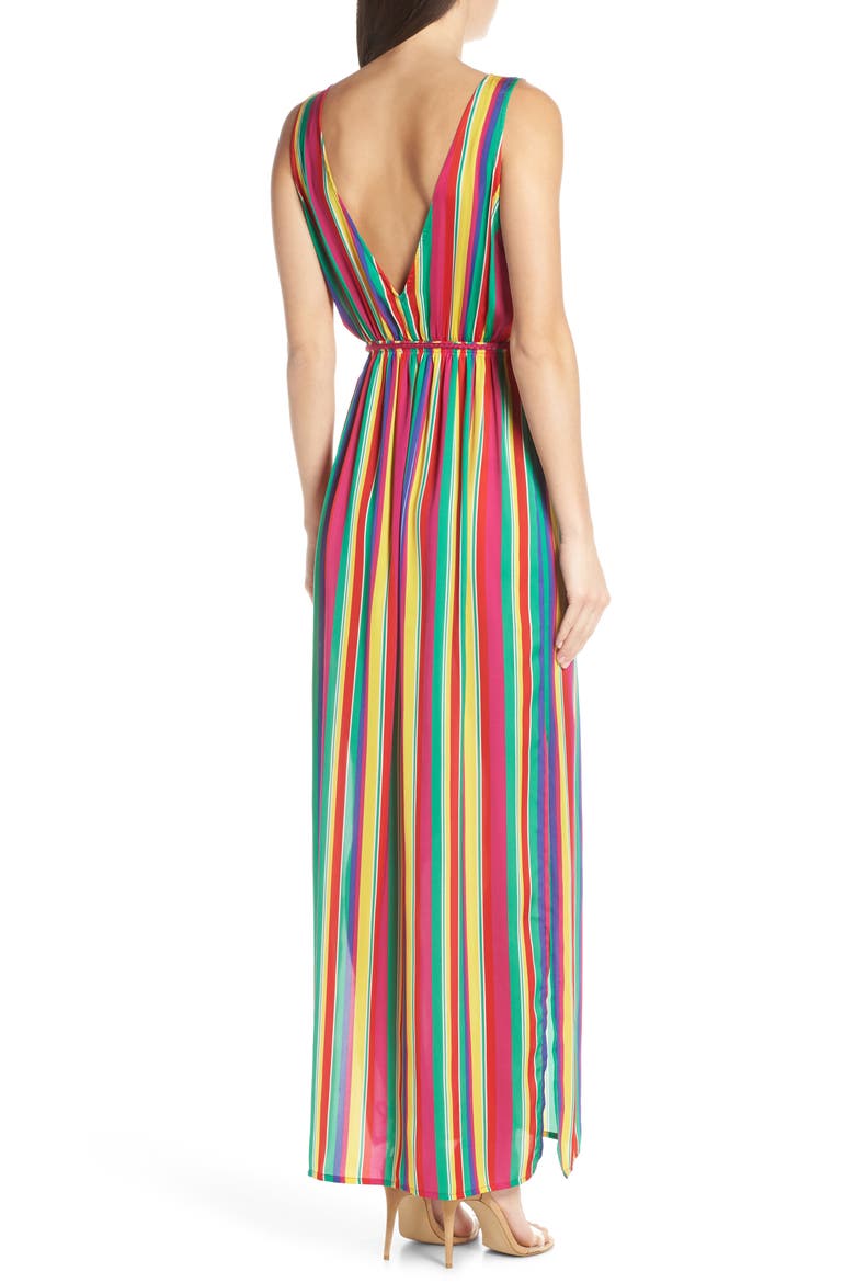 BB Dakota N the Rainbows Stripe Maxi Dress, Alternate, color, RAINBOW SORBET