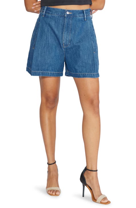 Max Pleated High Waist Denim Shorts (Lagoonbay)