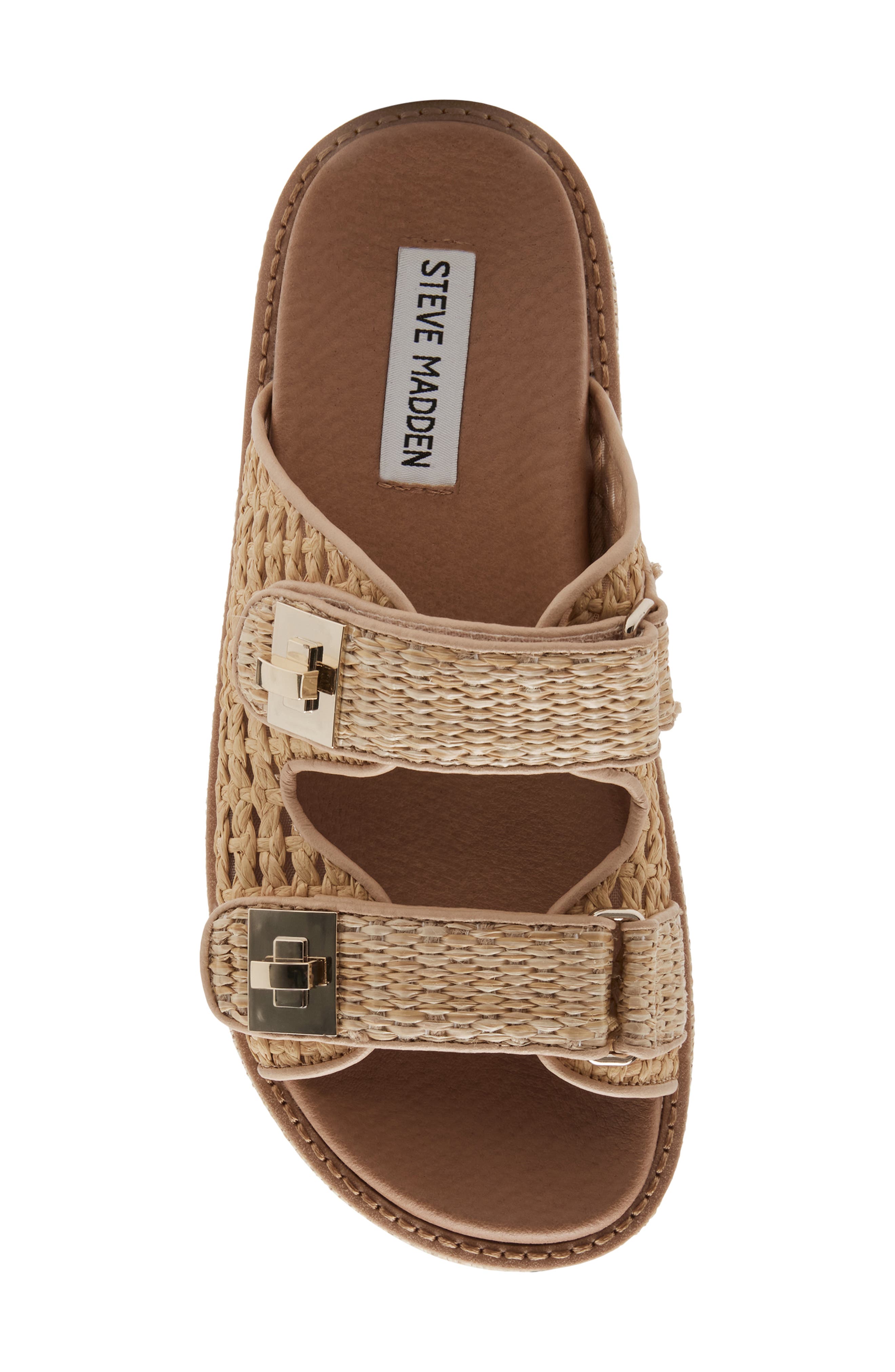 Steve Madden Bigschmona Platform Slide Sandal, Alternate, color, Natural Raffia
