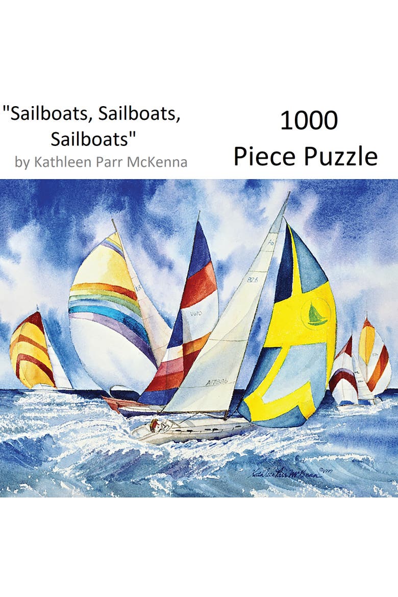 Sailboats by Kathleen Parr McKenna, 24 x 30 1000 Piece Puzzle, Alternate, color, Multicolored