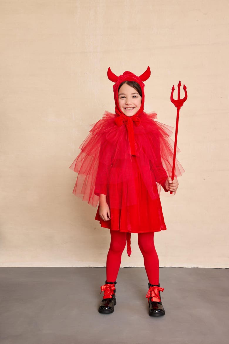 Vintage Devil Cape for Kids, Alternate, color, Red