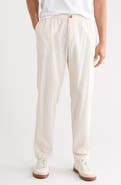 14th & Union Elastic Waist Linen Blend Trim Fit Pants