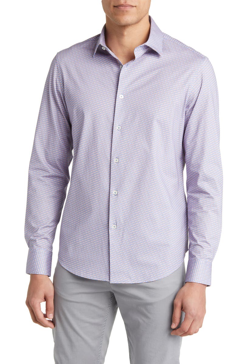 Bugatchi James OoohCotton<sup>®</sup> Chevron Stripe Button-Up Shirt, Main, color, 