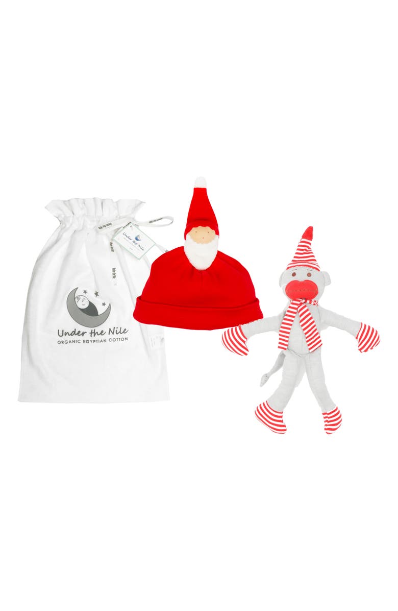 Under the Nile Organic Cotton Santa Beanie & Toy Set, Main, color, 
