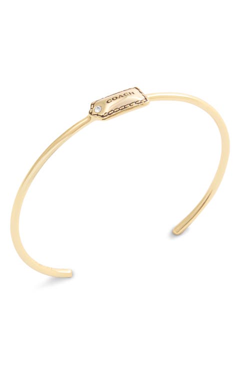 Logo Tag Thin Cuff Bracelet
