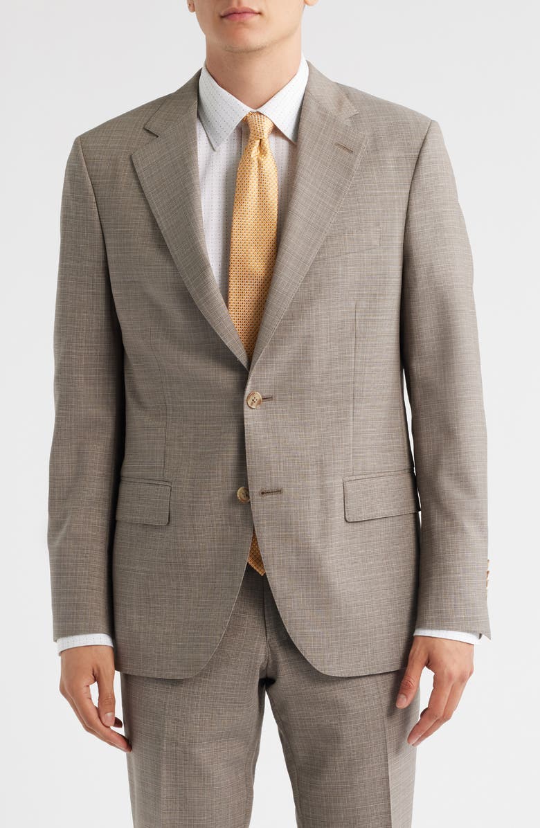 Peter Millar Hartford Classic Fit Tan Check Stretch Wool Suit, Alternate, color, Tan