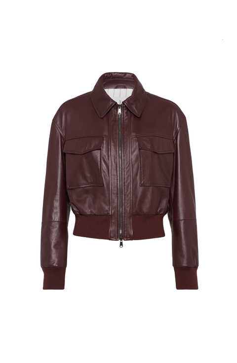Soft nappa leather bomber jacket