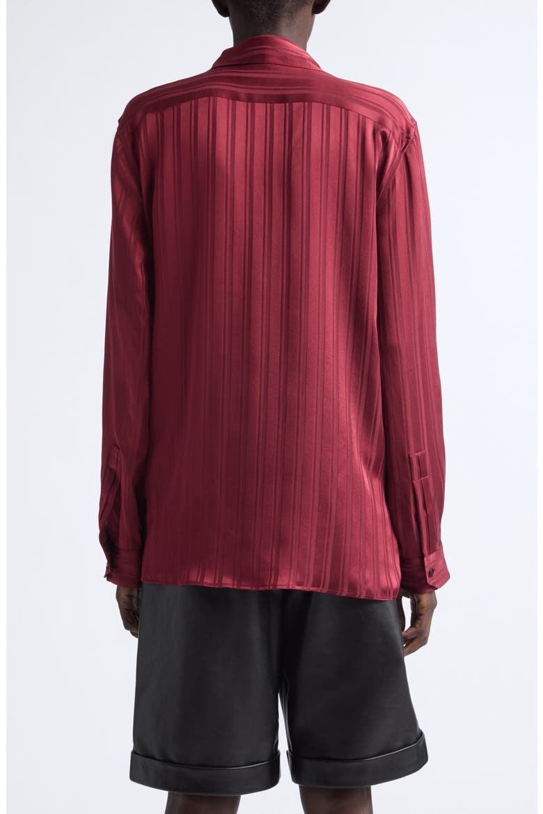 Satin Stripe Tie Neck Shirt, Alternate, color, BORDEAUX