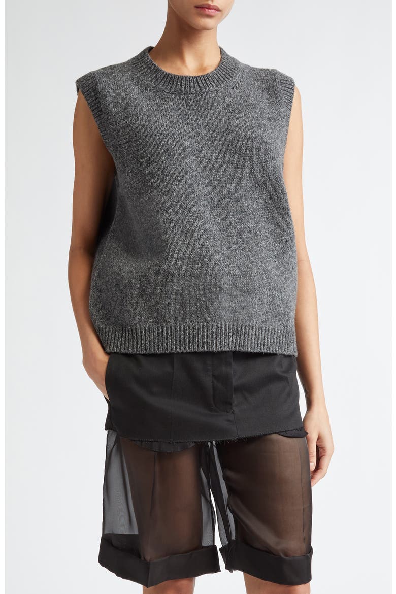 Marled Wool Sweater Vest, Main, color, DARK GREY