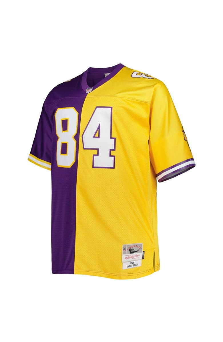 Mitchell & Ness Men's Mitchell & Ness Randy Moss Purple/Gold Minnesota Vikings Big & Tall Split Legacy Retired Player Replica Jersey, Alternate, color, Purple