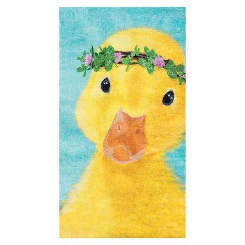 Clover Duckling Easter Spring Theme Printed Flour Sack Kitchen Dishtowel