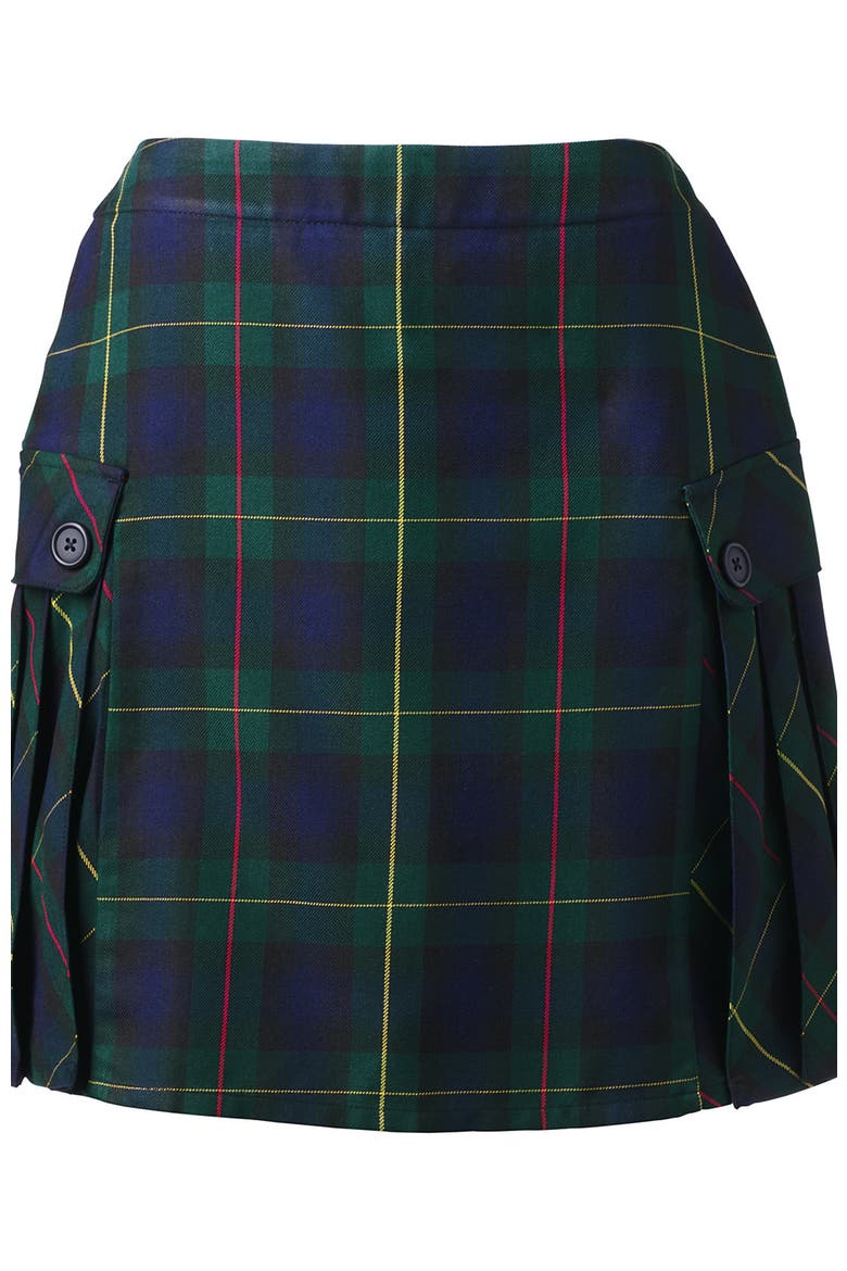 School Uniform Young  Side Pleat Plaid Skort Above the Knee, Alternate, color, Plaid Hunter/Classic Navy