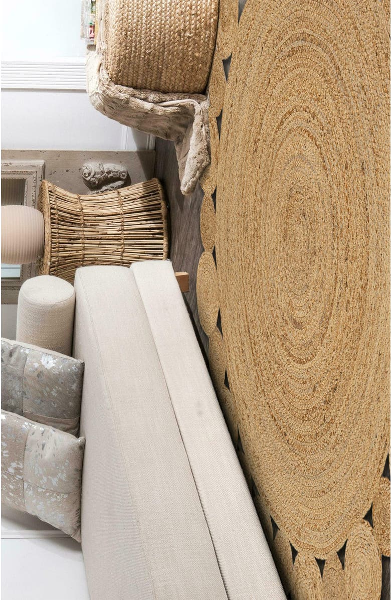 JONATHAN Y Eden Round Natural Jute hippie Circle Natural Round Area Rug, Alternate, color, Natural