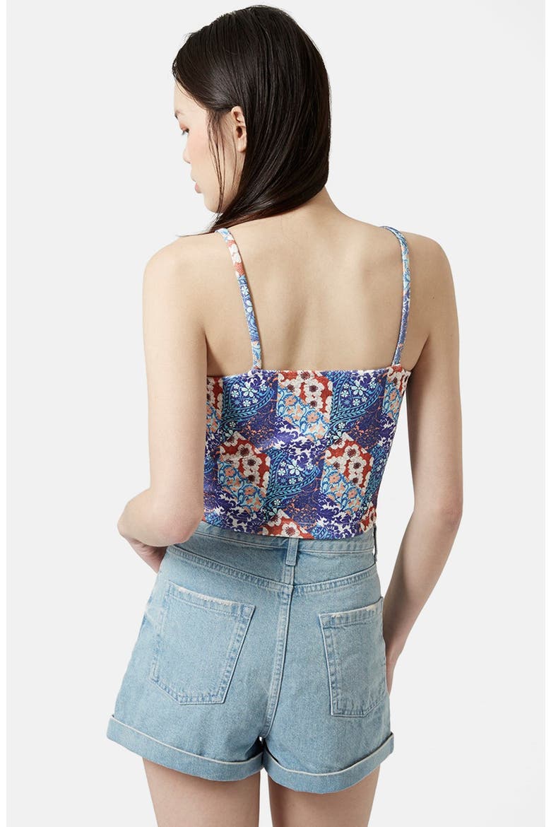 Patchwork Floral Print Crop Top, Alternate, color, BLUE MULTI