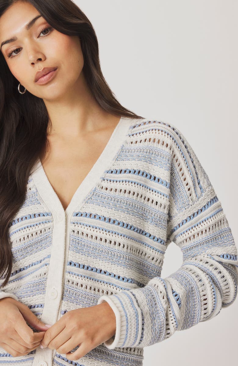 Splendid Addison Stripe Cardigan, Alternate, color, Country Air Beige