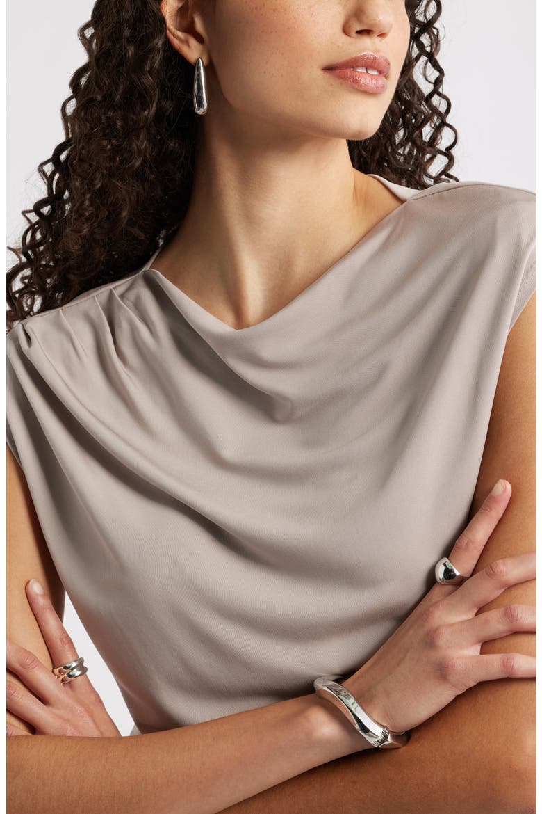Drape Cap Sleeve Jersey Top, Alternate, color, TAN ETHEREA