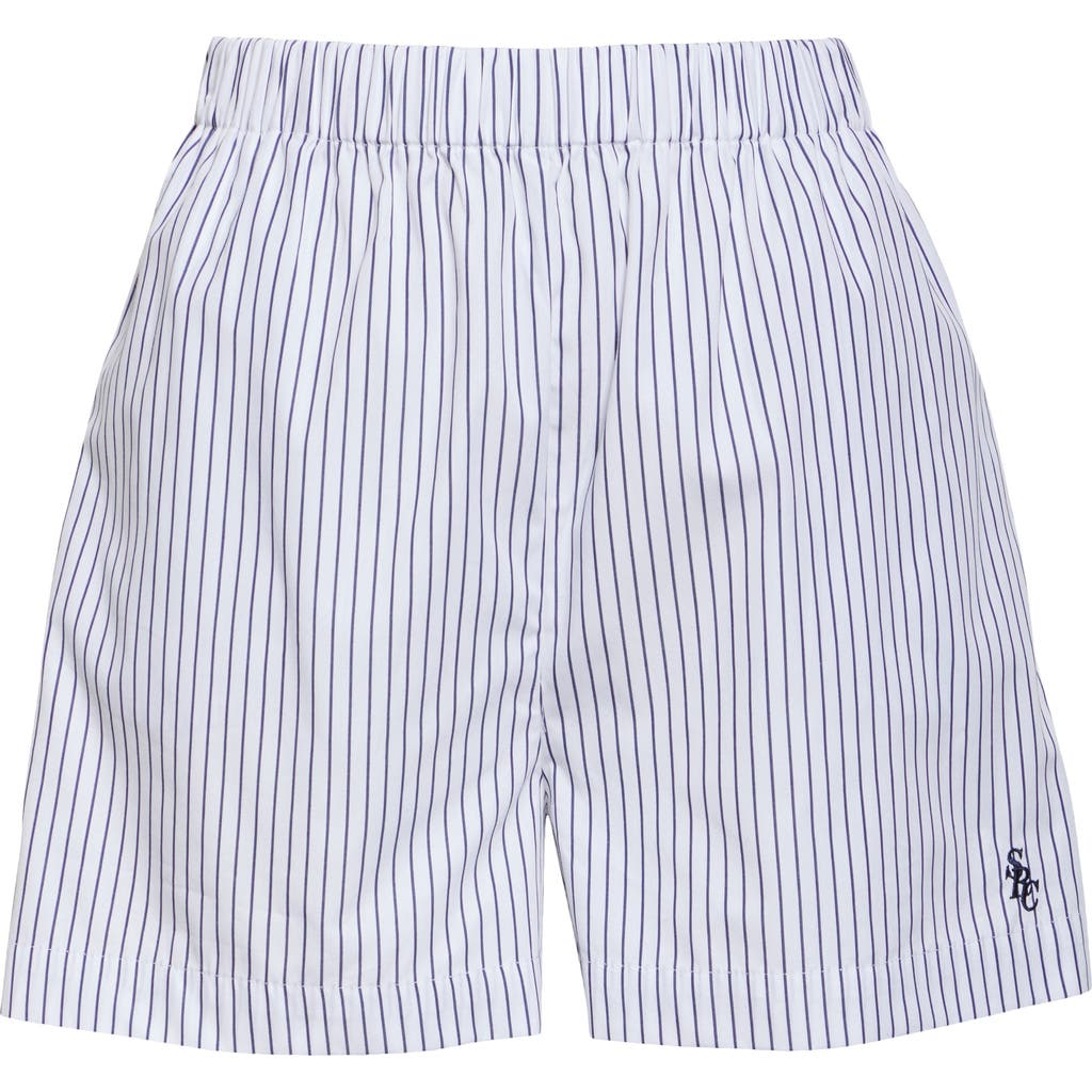 Sporty And Rich Sporty & Rich Src Poplin Striped Shorts In Navy