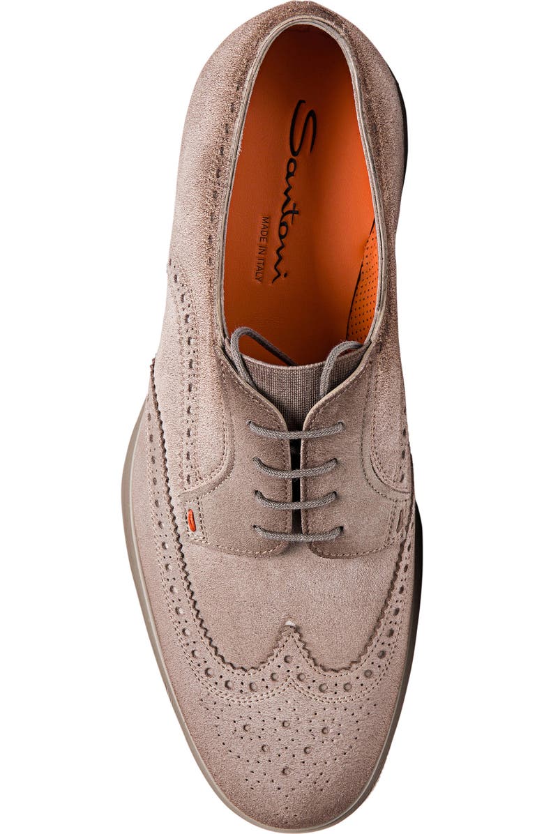 Santoni Easy Wingtip Brogue Derby, Alternate, color, Brown