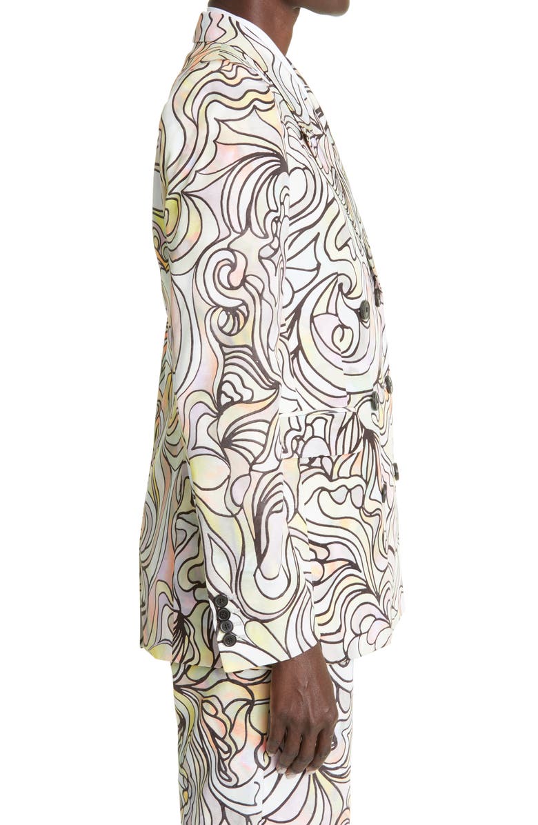 Dries Van Noten Stained Glass Print Cotton & Silk Double Breasted Blazer, Alternate, color,