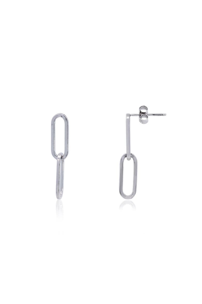Double Paperclip Link Drop Earrings, Main, color, Sterling Silver
