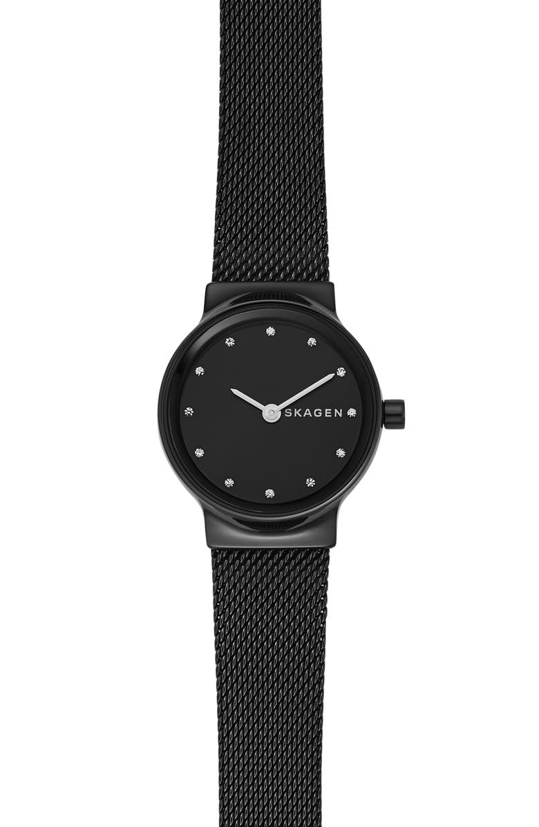 Skagen Freja Crystal Accent Mesh Strap Watch, 26mm, Main, color, 