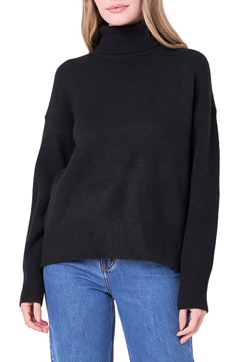 Notch Hem Turtleneck Sweater