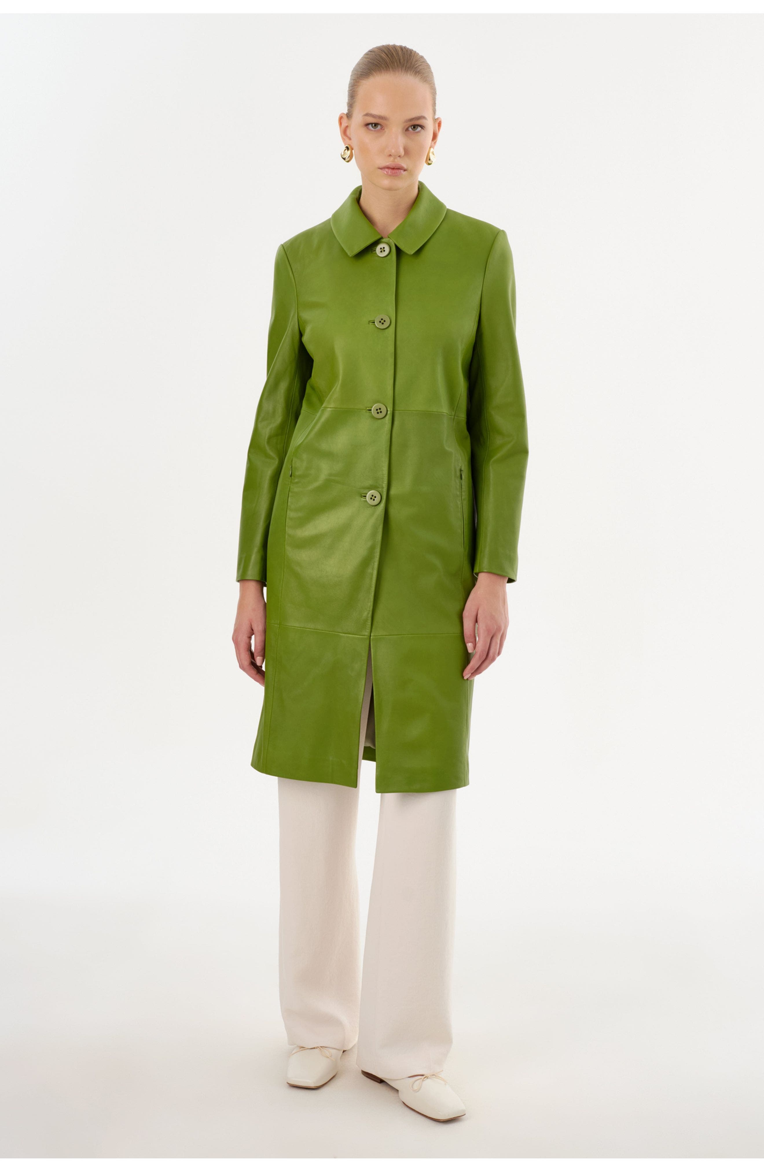 BELEN | Longline Leather Coat - image 5