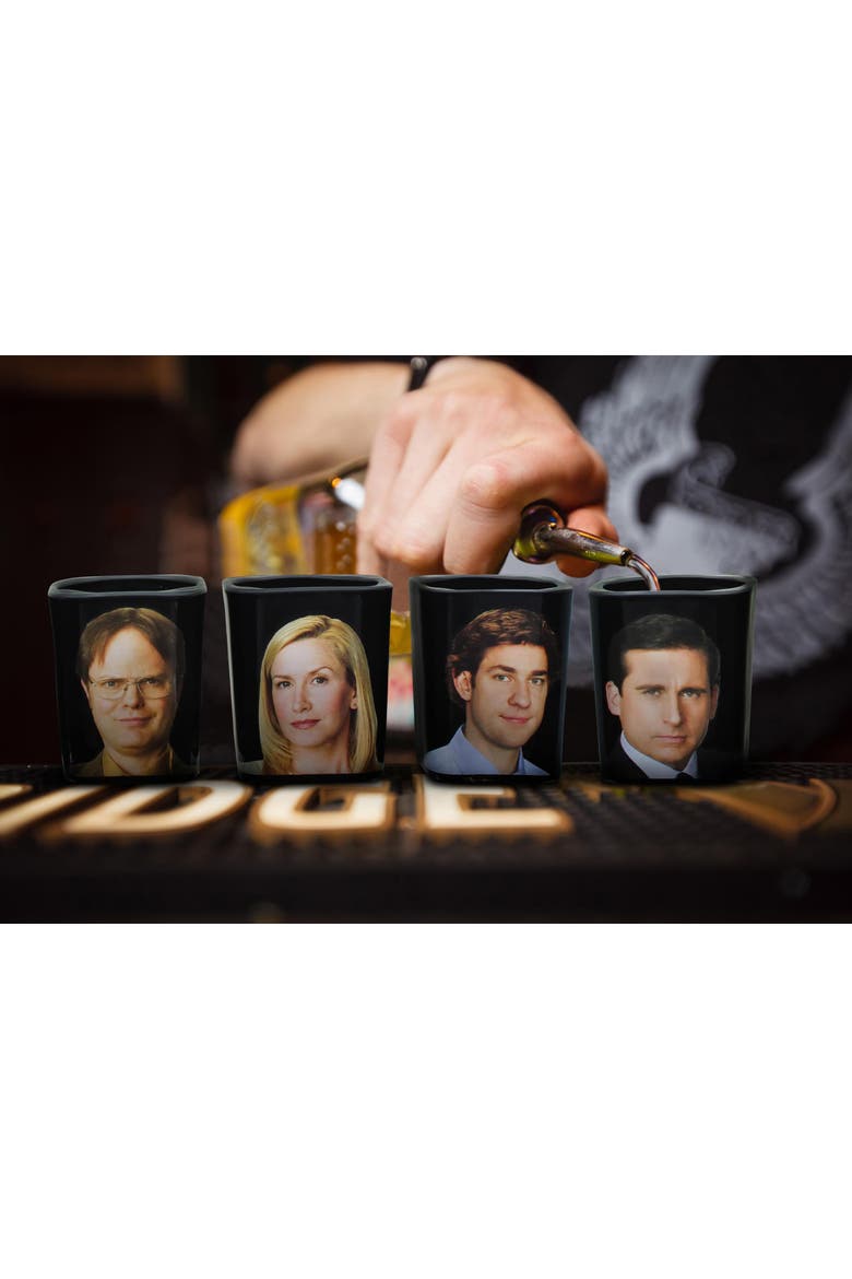 The Office Character Shot Glass Drinking Game | 2 Ounce Glasses | Set of 4, Alternate, color, Black