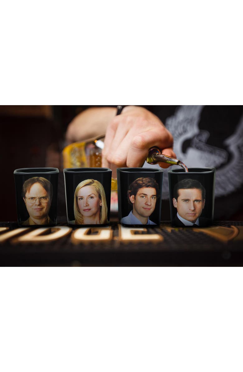 Just Funky The Office Character Shot Glass Drinking Game | 2 Ounce Glasses | Set of 4, Alternate, color, Black