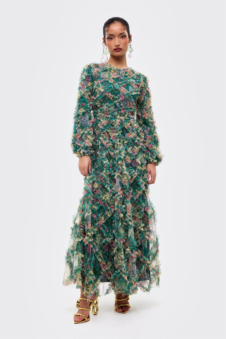 Floral Ruffle Maxi Dress, Main, color, MULTICOLOUR